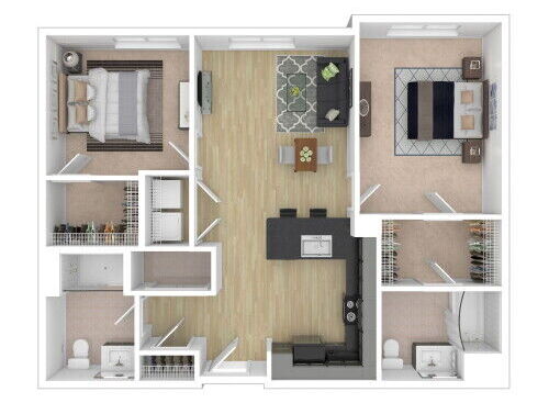 Fairfax - 2 Bedroom, 2 Bath, 959 sq. ft. - 3D Furnished