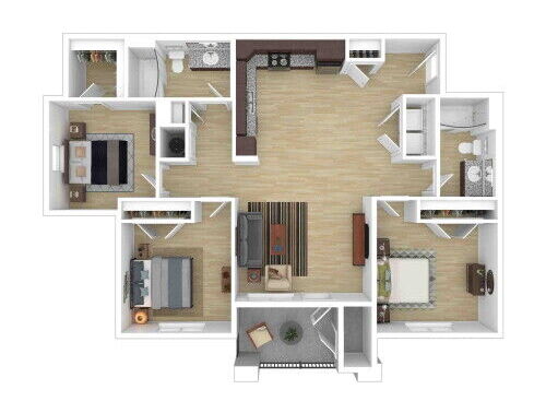 3 Bedroom, 2 Bath, 1394-1422 sq. ft.