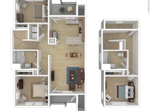 Oak Park 4 - Three Bedroom 2-Story - 3 bed - 2 bath - 1335 sf