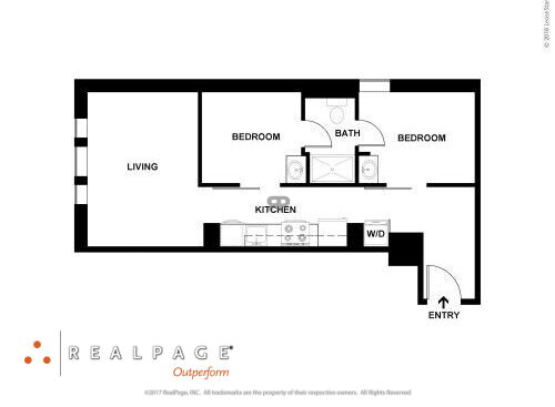 Keystone Flats - The Penn - 2 bed - 1 bath - 579 sf