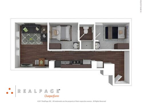 Keystone Flats - The Penn - 2 bed - 1 bath - 579 sf