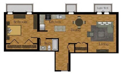 1 Bedroom: Beds - 1: Baths - 1: SqFt Range - 551 to 1228