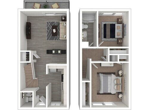 The Modern Apartments - Two Bedroom - 2 bed - 1.5 bath - 950 sf