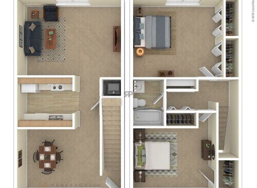 2 Bedroom 2BTH: Beds - 2: Baths - 1: SqFt Range - 950 to 950