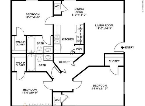 3 Bed / 2 Bath: Beds - 3: Baths - 2: SqFt Range - 888 to 888