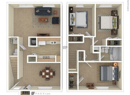 3 Bedroom 3BF: Beds - 3: Baths - 1: SqFt Range - 1120 to 1120