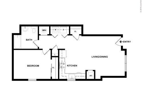 Riverside Arms - One Bedroom One Bath - 1 bed - 1 bath - 651 sf