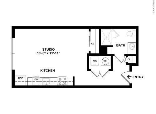 Bridge Park - Owens - Studio bed - 1 bath - 455 sf