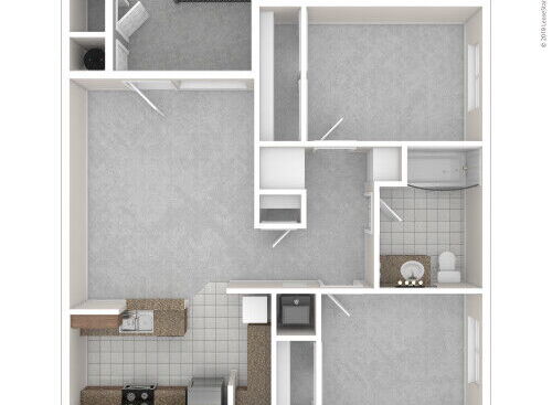 Two Bedroom One Bath floor plan