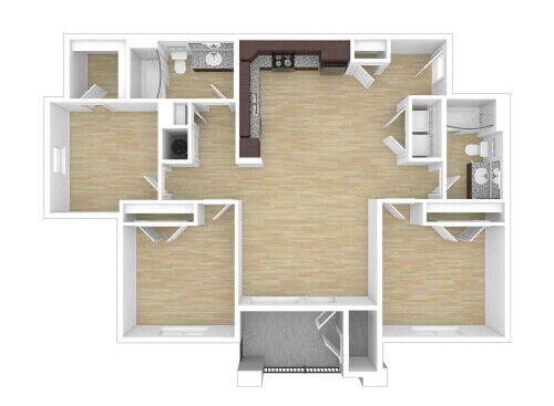 3 Bedroom, 2 Bath, 1394-1422 sq. ft.