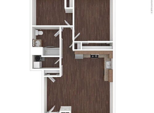 Riverside Arms - Two Bedroom One Bath - 2 bed - 1 bath - 915 sf