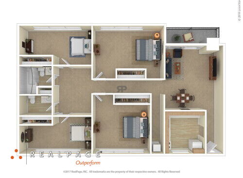 Harborview Apartments - 4 Bedroom - 4 bed - 1.5 bath - 1120 sf
