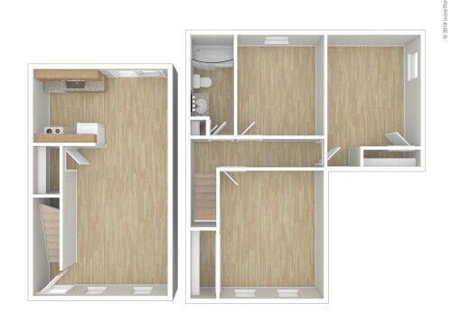 The Valley Apartments - Three Bedroom - 3 bed - 1 bath - 1070 sf