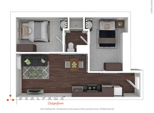 Keystone Flats - The Allegheny - 2 bed - 1 bath - 537 sf