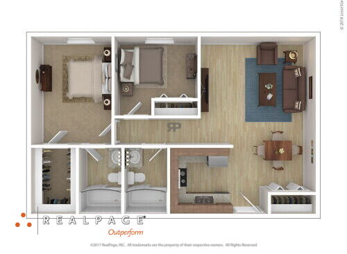 Woodfield Heights Apartments - Style FF - 2 bed - 2 bath - 1008 sf