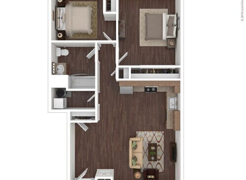 Riverside Arms - Two Bedroom One Bath - 2 bed - 1 bath - 915 sf