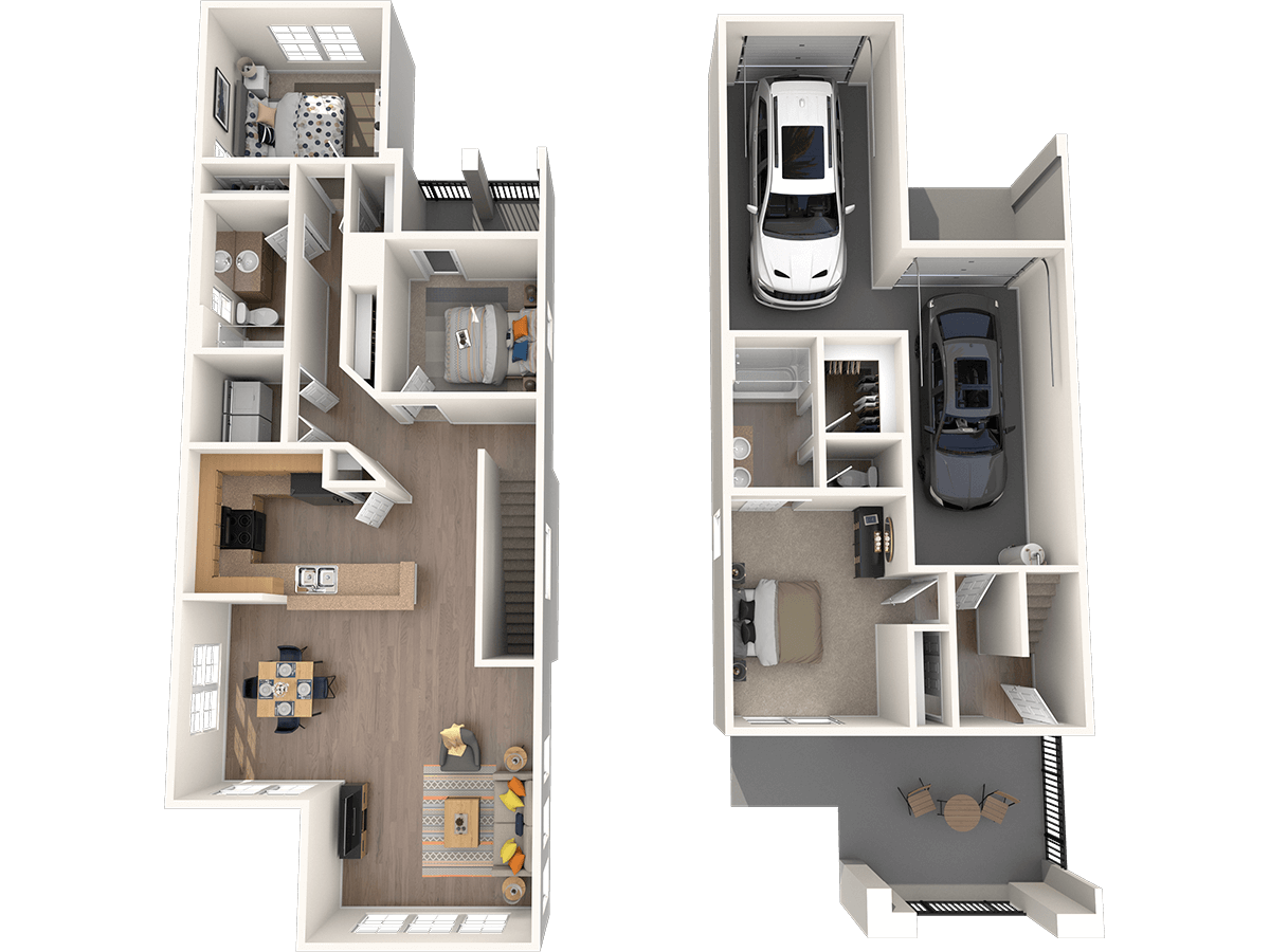 3 Bed 2 Bath B floor plan