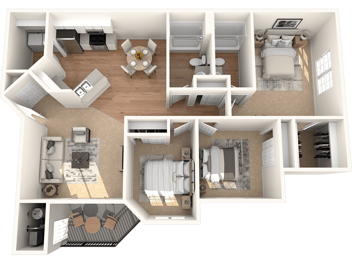 3 Bed 2 Bath floor plan