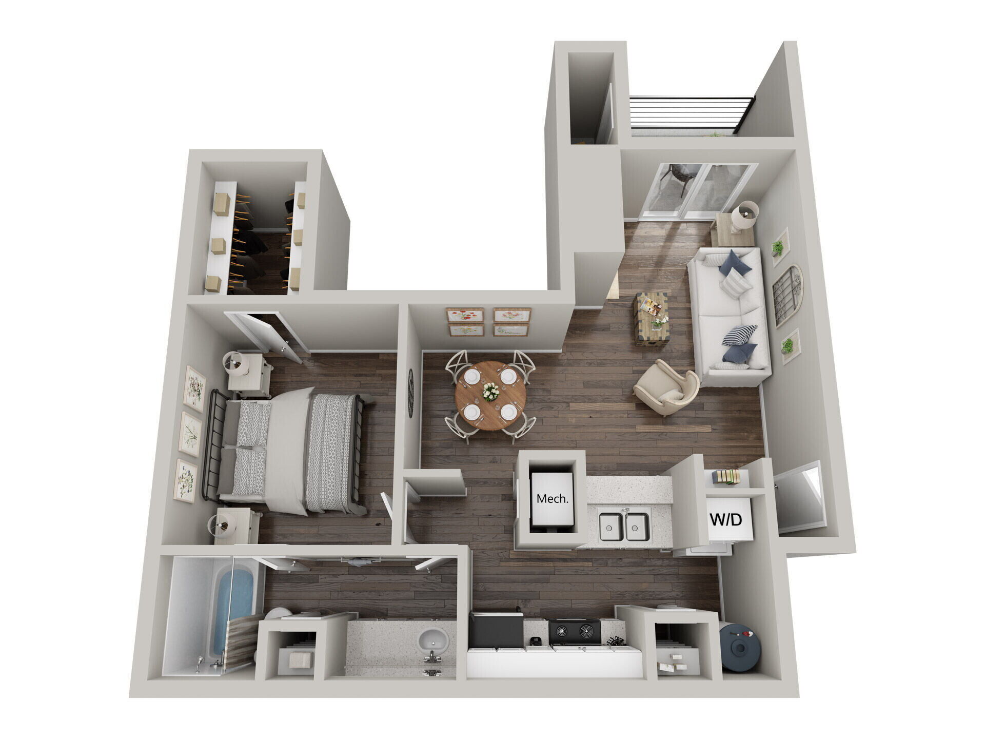1x1A floor plan