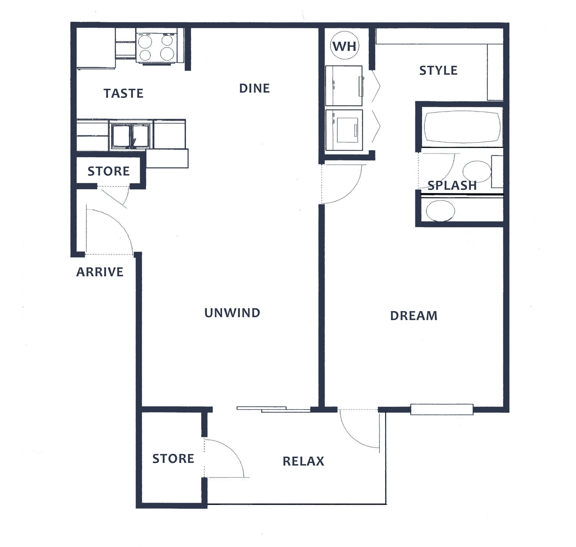 Floor-plan diagram at SunPointe Apartments.