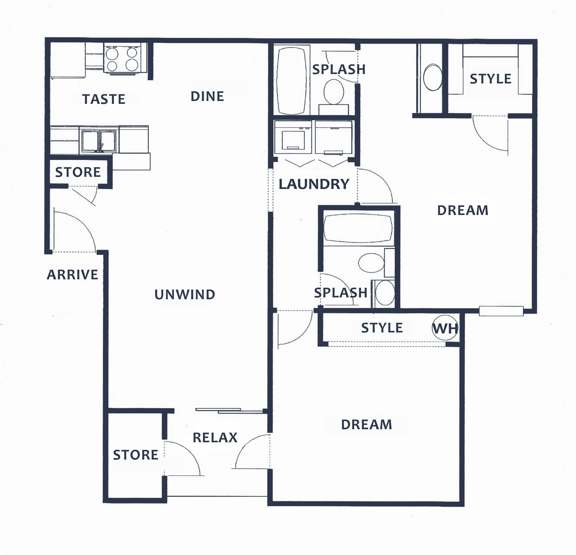 Floor-plan diagram at SunPointe Apartments.