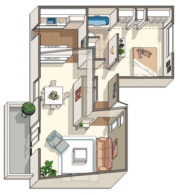1 BED, 1 BATH RENO floor plan