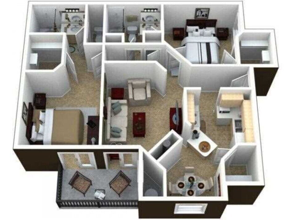 2X2MD1T1 floor plan